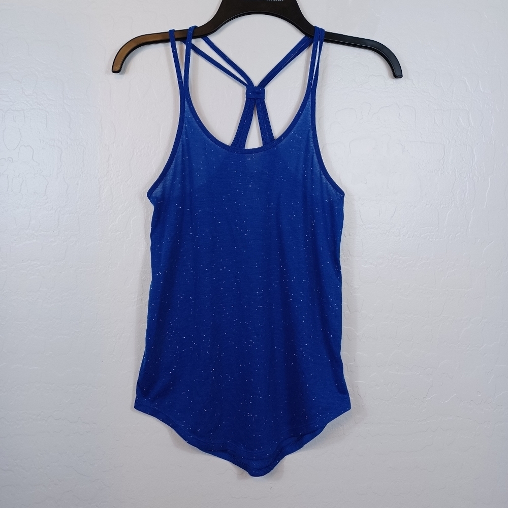 So Strappy Back Junior Sleeveless T-Shirt Tee Texturized Social Tee Blue size XS